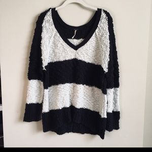 Free People Songbird Rugby Stripe Bouclé Sweater